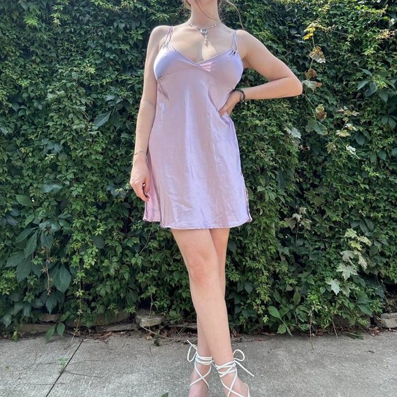 Y2k lilac purple satin mini slip dress - Picture 4 of 8